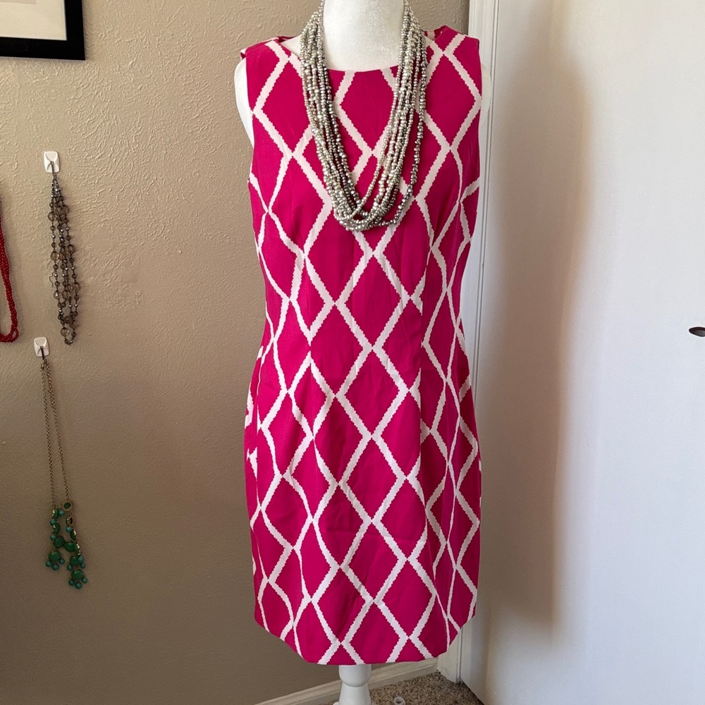 Clear out!! Alyx Pink and White Geometric Midi Dress size 6